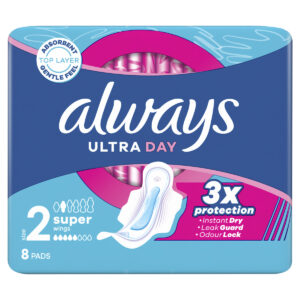 Always Ultra Long Sanitary Napkins with Perfect Fit, 8 pieces