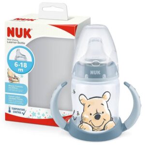 Nuk Learner Bottle Εκπαιδευτικό Μπιμπερό Disney Winnie the Pooh 6-18m με Ένδειξη Θερμοκρασίας 150ml - Γαλάζιο