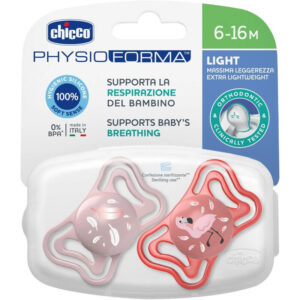 Chicco Πιπίλες Σιλικόνης PhysioForma Light Ροζ-Κόκκινη για 6-16 μηνών 2τμχ