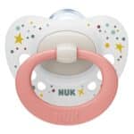 Nuk Ορθοδοντική Πιπίλα Σιλικόνης Signature White/Salmon Stars για 0-6 μηνών