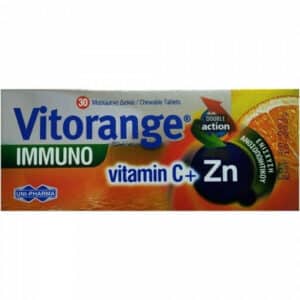 Uni-Pharma Vitorange Immuno Vitamin C + Zn Συμπλήρωμα Διατροφής με Βιταμίνη C & Ψευδάργυρο, 30chew. tabs