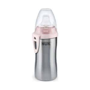Nuk Active Cup Εκπαιδευτικό Μπιμπερό Ανοξείδωτο Ροζ 12m+ 230ml