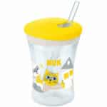 NUK Action Cup Πλαστικό Ποτηράκι με Kαλαμάκι 12+ μηνών ΚΙΤΡΙΝΟ, 230ml
