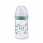 Nuk Nature Sense Γυάλινο Μπιμπερό Κατά Κατά των Κολικών με Θηλή Σιλικόνης για 0+ μηνών Πράσινο 260ml