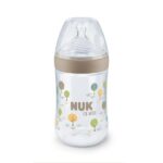 Nuk Nature Sense Γυάλινο Μπιμπερό Κατά Κατά των Κολικών με Θηλή Σιλικόνης για 0+ μηνών Καφέ 260ml