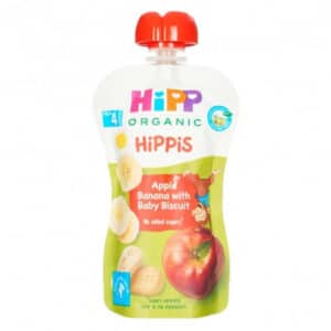 HiPP BIO Φρουτοπολτός 5m+ Μήλο, Μπανάνα & Βρεφικό Μπισκότο 90gr