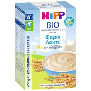 Hipp BIO Κρέμα Φαρίν Λακτέ με Γάλα Χωρίς Προσθήκη Ζάχαρης 6m+ 450gr