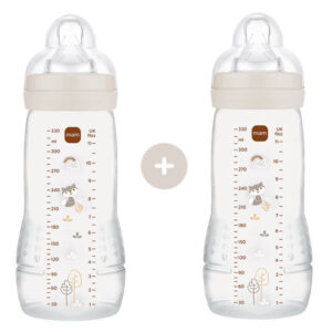 Mam Easy Active Baby Bottle Μπιμπερό Με Θηλή Σιλικόνης 4+ Μηνών Άσπρο 2x330ml (365SU))