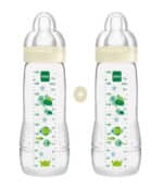 Mam Easy Active Baby Bottle Μπιμπερό Με Θηλή Σιλικόνης 4+ Μηνών Άσπρο 2x330ml (365SU))