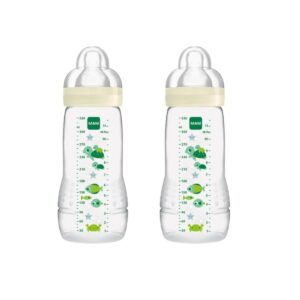 Mam Easy Active Baby Bottle Μπιμπερό Με Θηλή Σιλικόνης 4+ Μηνών Άσπρο 2x330ml (365SU))