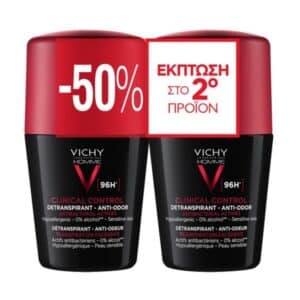 Vichy Homme Clinical Control Αποσμητικό 96h σε Roll-On 2x50ml