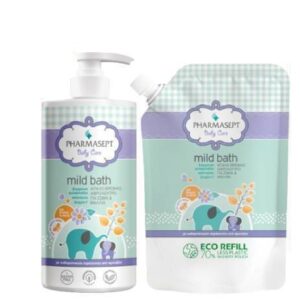 Pharmasept PROMO Mild Bath Απαλό Βρεφικό - Παιδικό Αφρόλουτρο για Σώμα & Μαλλιά, 1000ml & Refill Ανταλλακτικό, 900ml