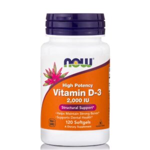 Now Foods Vitamin D-3 για Ενίσχυση του Ανοσοποιητικού & των Οστών 2000iu, 120 μαλακές κάψουλες
