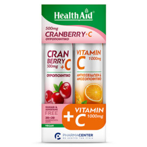 Health Aid Promo Cranberry 500mg + C Για Το Ουροποιητικό & Δώρο Βιταμίνη C 1000mg, 20+20 αναβράζοντα δισκία