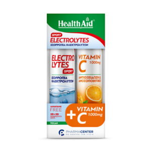 Health Aid Promo Electrolytes Sport & Δώρο Βιταμίνη C 1000mg Πορτοκάλι, 20+20 αναβράζοντα δισκία