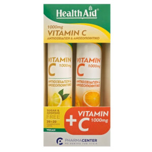Health Aid Promo Βιταμίνη C 1000mg Πορτοκάλι & Δώρο Βιταμίνη C 1000mg Λεμόνι, 2x20 αναβράζοντα δισκία