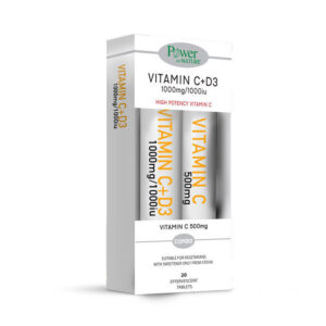 Power Health Promo (1+1 Δώρο) Vitamin C 1000mg Με Στέβια & D3 1000iu+Vitamin C 500mg 2x20 αναβράζοντα δισκία