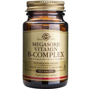 Solgar Megasorb Vitamin B-Complex Βιταμίνη για Ενίσχυση του Ανοσοποιητικού & το Νευρικό Σύστημα 50 ταμπλέτες