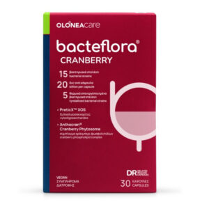 Bacteflora Cranberry για Προστασία Ουροποιητικού Συστήματος με Προβιοτικά και Εκχύλισμα Cranberry 30 φυτικές κάψουλες