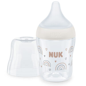 NUK Perfect Match Mπιμπερό Γυάλινο με Μαλακή Θηλή Σιλικόνης Rainbow 0m+ 120ml