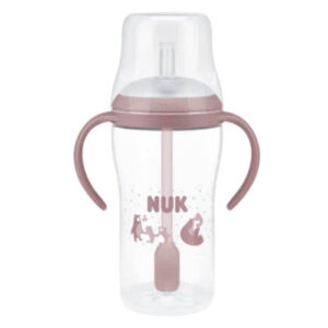 Nuk Perfect Match Εκπαιδευτικό Μπιμπερό με Καλαμάκι Σιλικόνης Pink Bear 8m+ 260ml