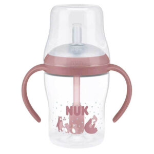Nuk Perfect Match Bear Εκπαιδευτικό Μπιμπερό με Καλαμάκι Σιλικόνης 8m+ 150ml