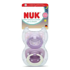 Nuk First Choice Classic Πιπίλες Day & Night Σιλικόνης Μωβ με θήκη, 2 τμχ