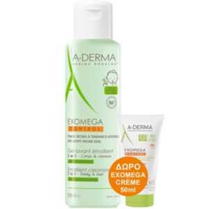 A-Derma PROMO Exomega Control 2 in 1 Emollient Cleansing Gel 400ml & Δώρο Emollient Cream 50ml