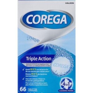 Corega Triple Action Καθαριστικά Δισκία Για Τεχνητές Οδοντοστοιχίες 66tabs