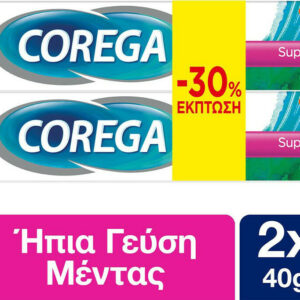 Corega PROMO Super Κρέμα για Τεχνητή Οδοντοστοιχία με Γεύση Μέντα 2 x 40gr