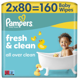 Pampers Fresh Clean Μωρομάντηλα - 2 Συσκευασίες x 80 Μωρομάντηλα (160 τεμάχια)