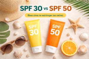 σύγκριση αντηλιακής προστασίας SPF30 και SPF50