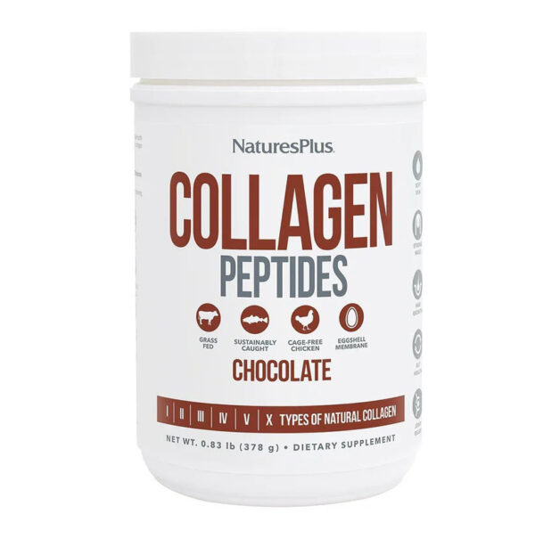 Nature’s Plus Collagen Peptides 378gr σοκολάτα με πεπτίδια κολλαγόνου για υποστήριξη επιδερμίδας και καθημερινής ευεξίας