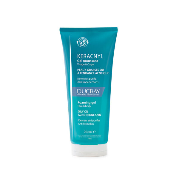 DUCRAY Keracnyl αφρίζον ζελ καθαρισμού 200ml για λιπαρή επιδερμίδα και δέρμα με τάση ακμής