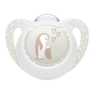 NUK First Choice Πιπίλα Σιλικόνης με Θήκη Λευκό Πιγκουίνος 0-6m