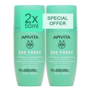 Apivita Bee Fresh Deodorant 24h promo pack 2x50ml για καθημερινή προστασία και αίσθηση φρεσκάδας