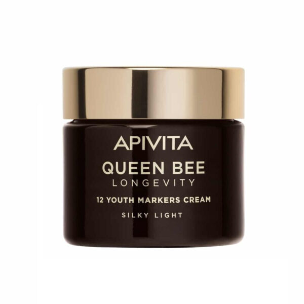 Apivita Queen Bee Longevity Light Day Cream 50ml ελαφριά αντιγηραντική κρέμα ημέρας με βασιλικό πολτό για 12 δείκτες νεότητας