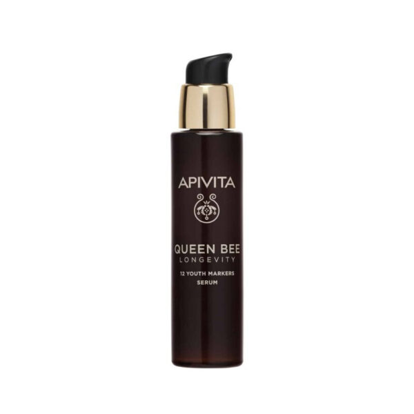 Apivita Queen Bee Longevity 12 Youth Markers Serum 30ml αντιγηραντικός ορός προσώπου με βασιλικό πολτό για σύσφιξη και λάμψη