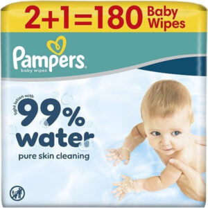 Pampers 99% Water Baby Wipes μωρομάντηλα 180 τεμαχίων για ευαίσθητη βρεφική επιδερμίδα