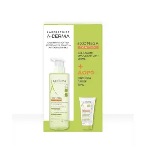 A-Derma Promo Exomega Control, Τζελ Καθαρισμού 500ml & ΔΩΡΟ Μαλακτική Κρέμα κατά του Αισθήματος του Κνησμού 50ml