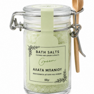 Kolectiva Bath Salts Green με Εκχυλίσματα Αγγουριού & Λεμονιού σε Γυάλινο Βαζάκι με Ξύλινο Κουταλάκι, 60g