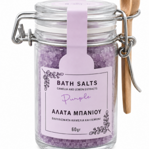 Kollectiva Bath Salts Purple με Εκχυλίσματα Καμέλιας & Λεμονιού σε Γυάλινο Βαζάκι με Ξύλινο Κουταλάκι, 60g