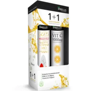 Inoplus 1+1 Inoplus Gold Muco Flu για το Κρυολόγημα & Vit C 1000mg, 20+20 Αναβράζοντα Δισκία
