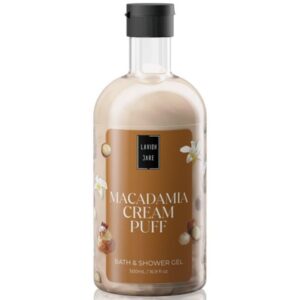 Lavish Care Macadamia Cream Puff Shower Gel 500ml αφρόλουτρο σε gel με κρεμώδες άρωμα macadamia για καθημερινό καθαρισμό και απαλή επιδερμίδα
