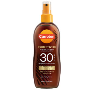 Carroten Protect & Tan SPF30 αδιάβροχο αντηλιακό λάδι σώματος σε spray 150ml για προστασία και φυσικό μαύρισμα