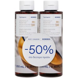 Korres Grapefruit Shower Gel 2x250ml αφρόλουτρο σε gel με δροσερό άρωμα grapefruit