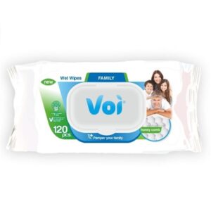 Voi Family Μωρομάντηλα με καπάκι 120 τεμαχίων για καθημερινό καθαρισμό και περιποίηση της βρεφικής επιδερμίδας